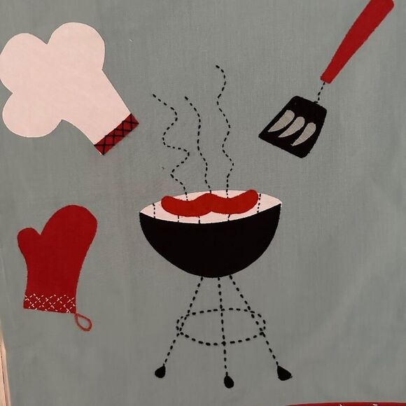 Sur La Table Embroidered Appliqué BBQ Time Tea Towel w 2 firecracker dish towels - Picture 5 of 16